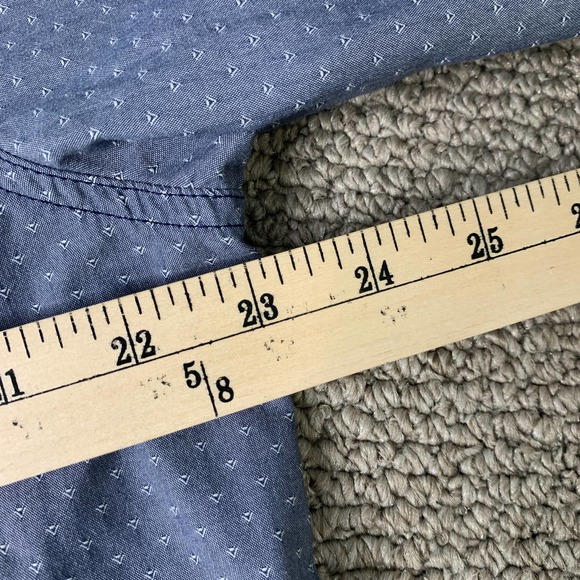 Prana Mens Shirt Size Large Blue Embroidered Short Sleeves Button Up‎ Pockets - Picture 7 of 11